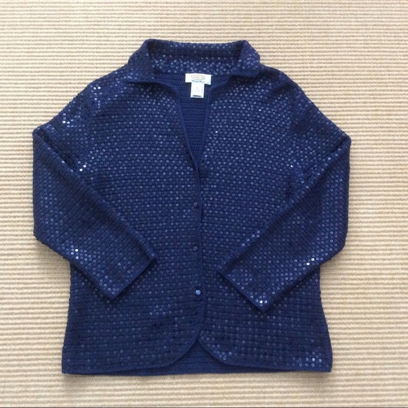 Talbots Blue Sequined Cardigan - Medium - Picture 1 of 9